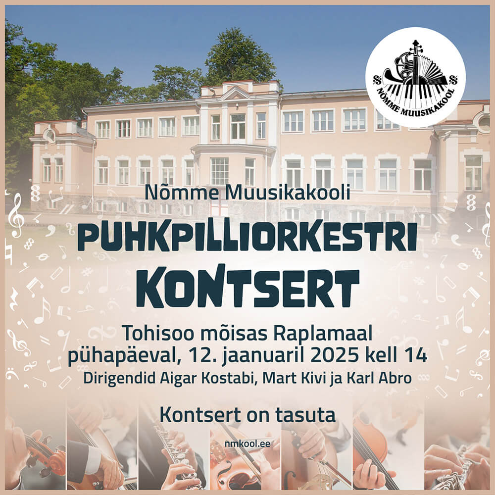 Nõmme Muusikakooli Puhkpilliorkestri kontsert Tohisoo mõisas Raplamaal.